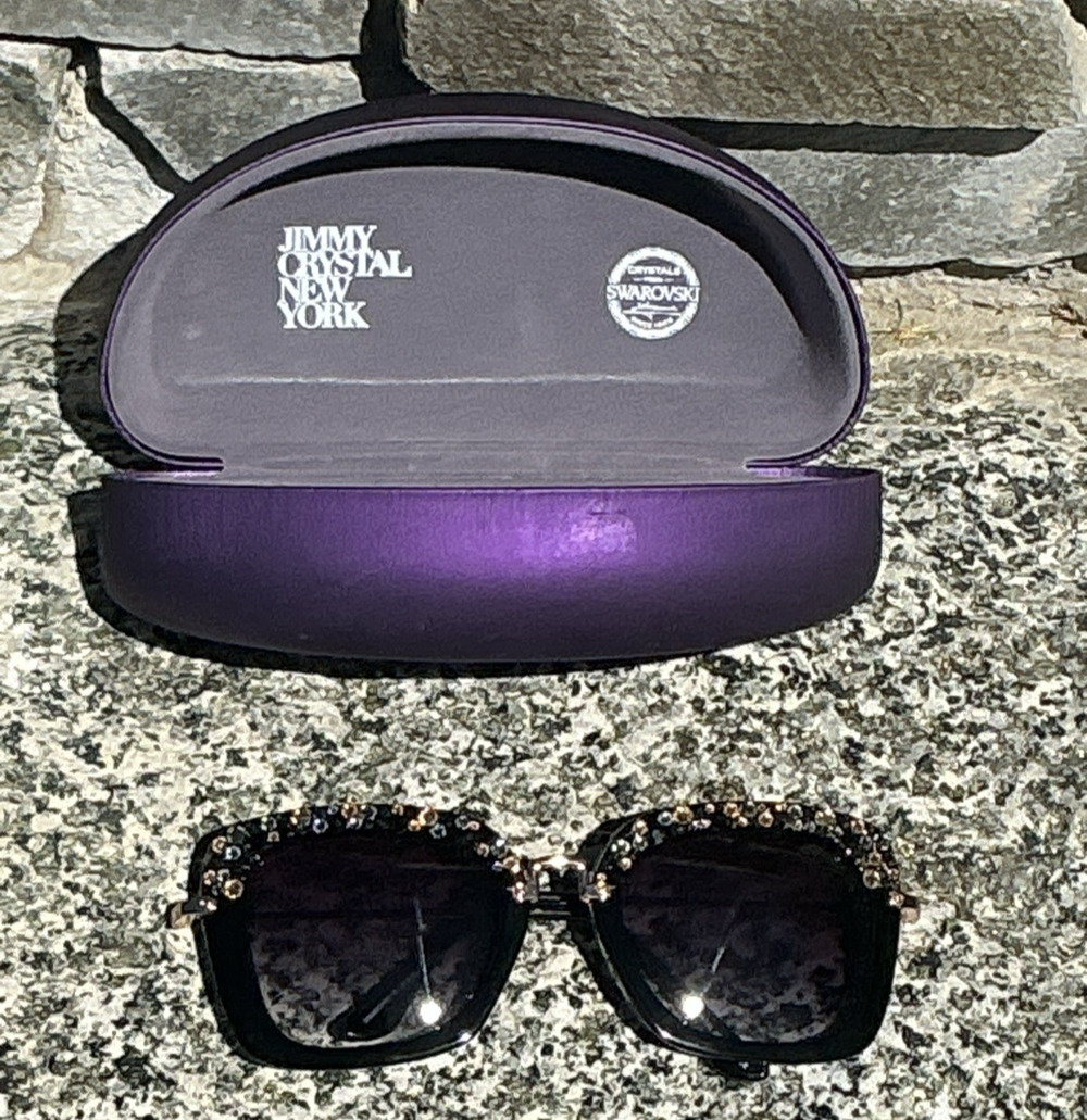 Jimmy Crystal Swarovski Sunglasses Black New York Hardcase #GL1516
